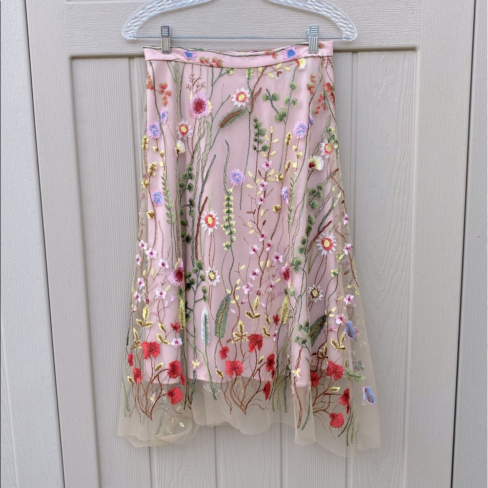 Anthropologie x Eva Franco Waverly Garden Embroidered Skirt